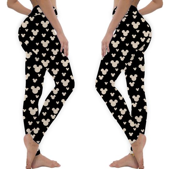 Black lamp White Mickey Mouse Ears Leggings