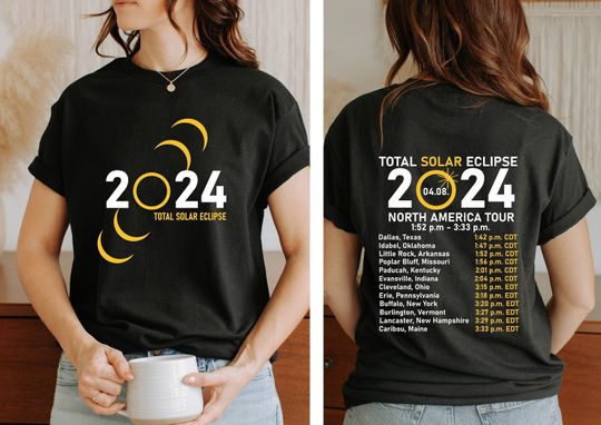 Discover Total Solar Eclipse 2024 Shirt, Double-Sided Shirt, April 8th 2024 Shirt