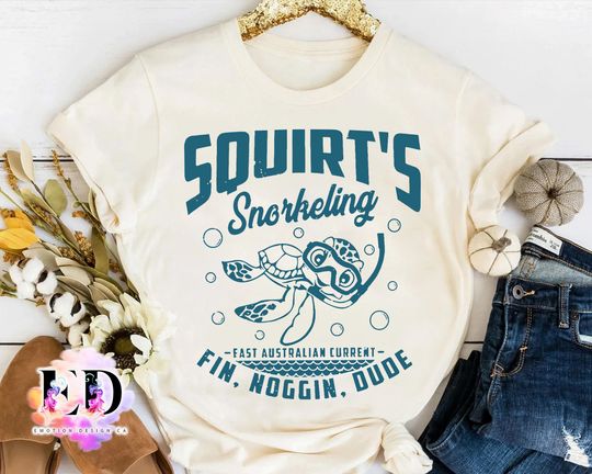 Cute Squirts Snorkeling Sea Turtle Retro T-shirt, WDW Magic Kingdom Disneyland Family Vacation Gift