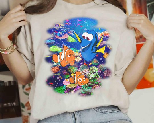 Disney Pixar Finding Dory Nemo Rainbow Reef Graphic T-Shirt, Magic Kingdom Disneyland Family Vacation Holiday Gift