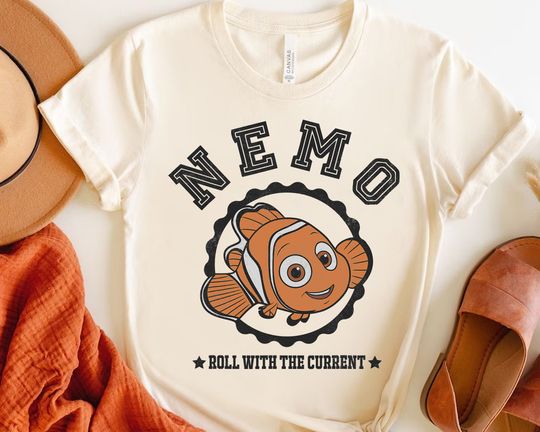 Disney Finding Dory Nemo Roll With Graphic Retro Shirt, Magic Kingdom WDW Holiday T-shirt