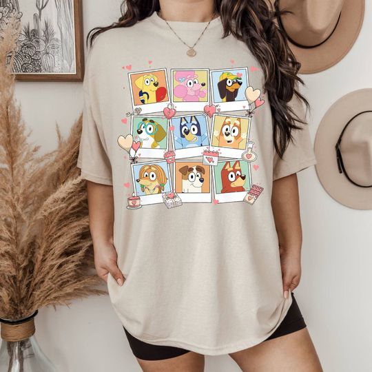 Discover Blue Dog And Friends Shirt BlueyDad Happy Valentine Shirt