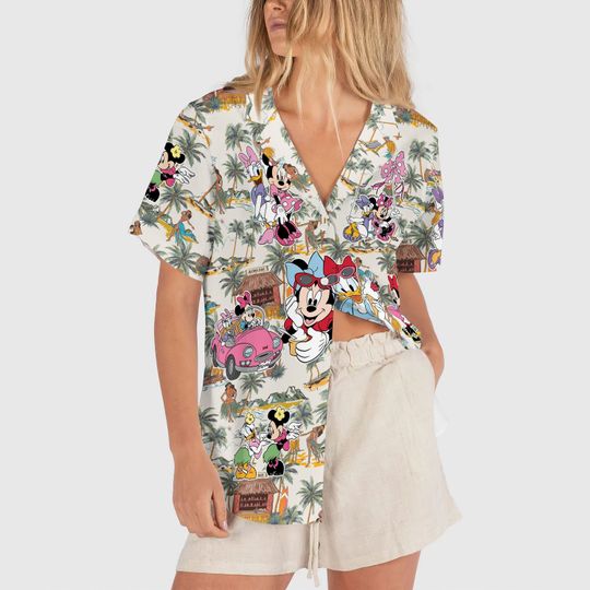 Funny Minnie and Daisy Aloha Hawaiian Shirt, Bestie Beach Vacation