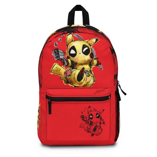 Discover Pika Red Gift Backpack, PKM Back to School Red Design on Unisex Bag