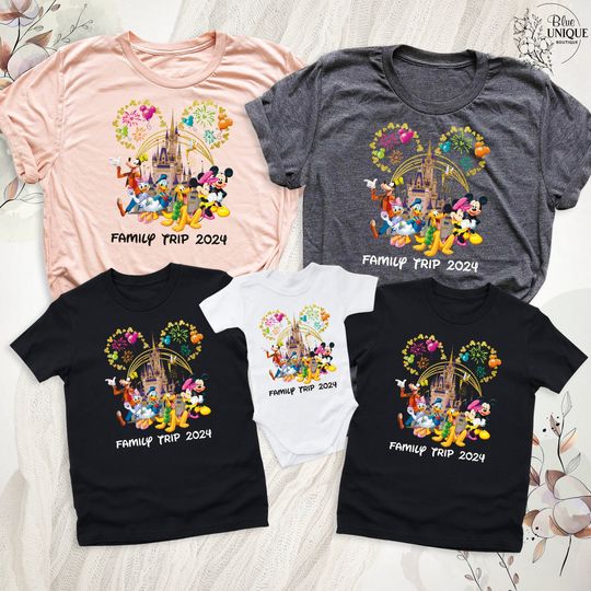 Family Trip 2024 Disney Castle Minnie Mickey Friends Tee, Disney Family Trip 2024 T-Shirt