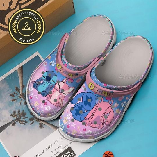 Ohana Stitch And Angel Shoes, Disney Stitch And Angel Disney Clogs