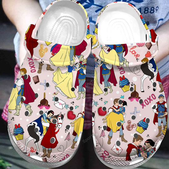 Snow White Couple Disney Clogs, Cartoon Slippers, Cartoon Clogs Shoes