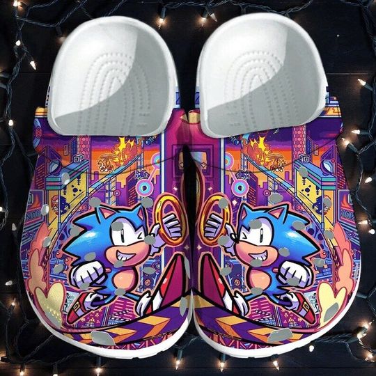 Custom Name Cute Sonic Game Clog , Sonic Summer Shoes Slipper