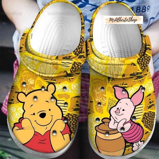 Custom Name Pooh Shoes, Personalized Pooh And Piglet Disney Clogs