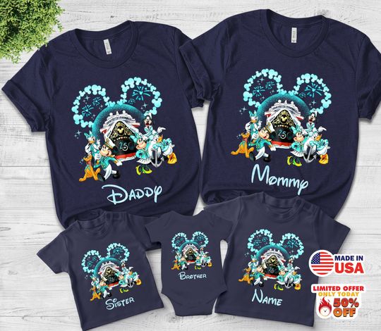 Discover Personalized Disney Cruise line 25th anniversary shirt, Silver anniversary at sea Tee