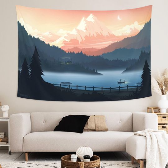 Discover Mountain Tapestry Snow mountain lakes Tapestry Scenery Art Tapestry