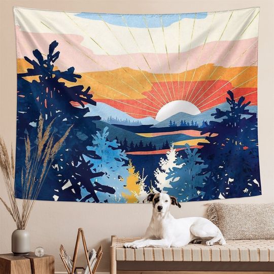 Discover Mountain Sun Boho Tapestry Art Sunrise Nature Tapestry Sunset Landscape