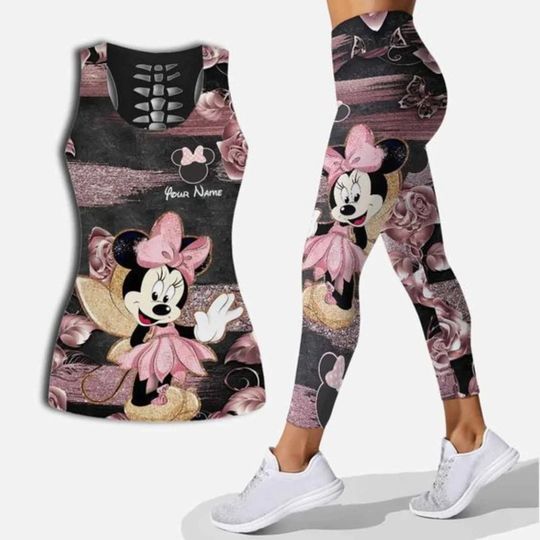 Personalized Minnie Mouse Disney Hollow Tank Top Legging Set, Disney Hollow Tank Top, Disney Leggings