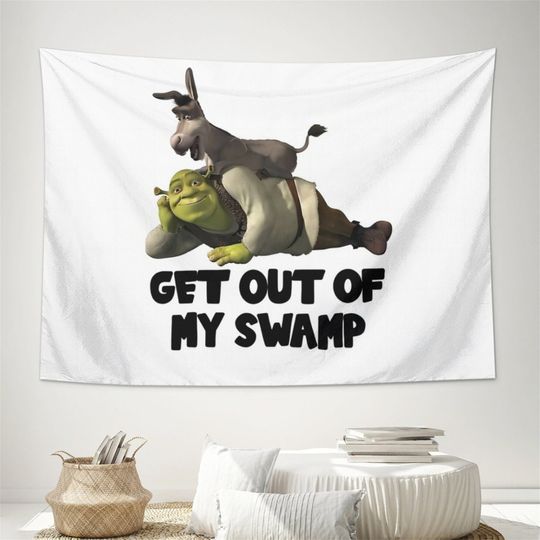 Get Out of My Swamp Shrek Wall Tapestry Funny Meme Tapestries