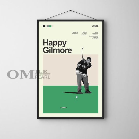 Happy Gilmore Movie Poster, Retro Movie Print, Vintage Movie Posters