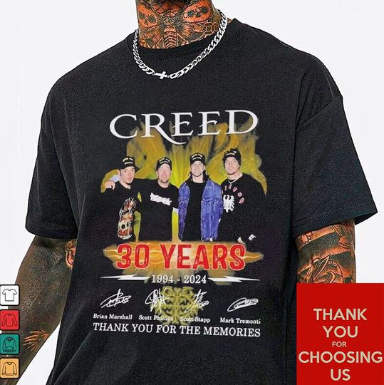 Discover Creed 30 Years 1994 - 2024 Thank You T-Shirt, Creed Band Shirt