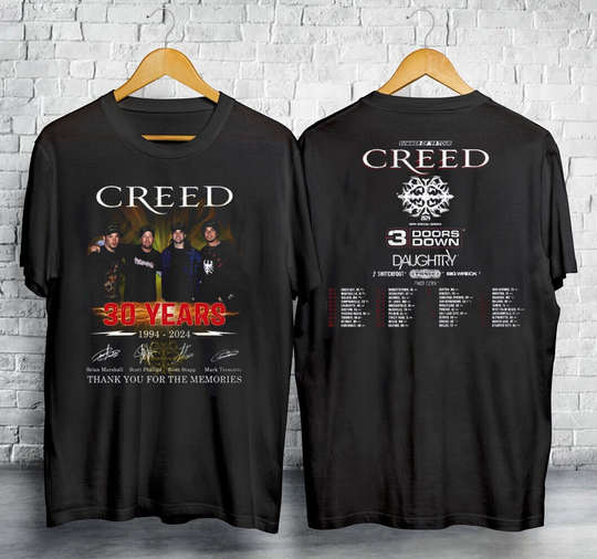 Discover 30 Years 1994-2024 Creed Band Signatures Shirt