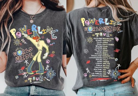 Goofy Movie Powerline World Wide Tour Shirt, Vintage Goofy T-Shirt
