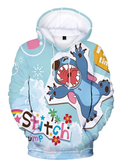 Discover Disney's Blue Cartoon Stitch 3D Hoodies