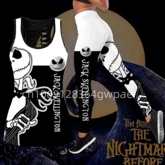 The Nightmare Before Christmas Jack Skellington Disney Hollow Tank Top Legging Set, Disney Hollow Tank Top, Disney Leggings
