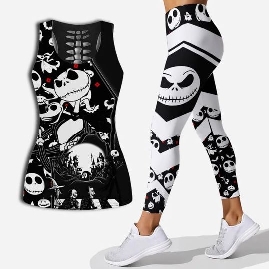 The Nightmare Before Christmas Jack Skellington Disney Hollow Tank Top Legging Set, Disney Hollow Tank Top, Disney Leggings