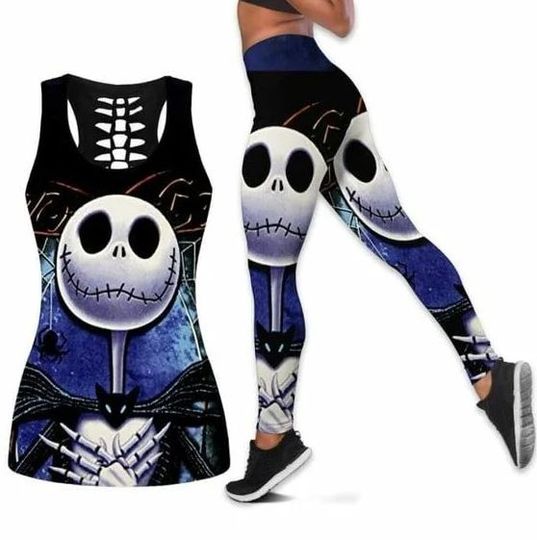 The Nightmare Before Christmas Jack Skellington Disney Hollow Tank Top Legging Set, Disney Hollow Tank Top, Disney Leggings