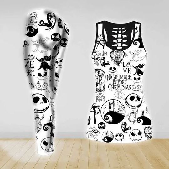 The Nightmare Before Christmas Jack Skellington Disney Hollow Tank Top Legging Set