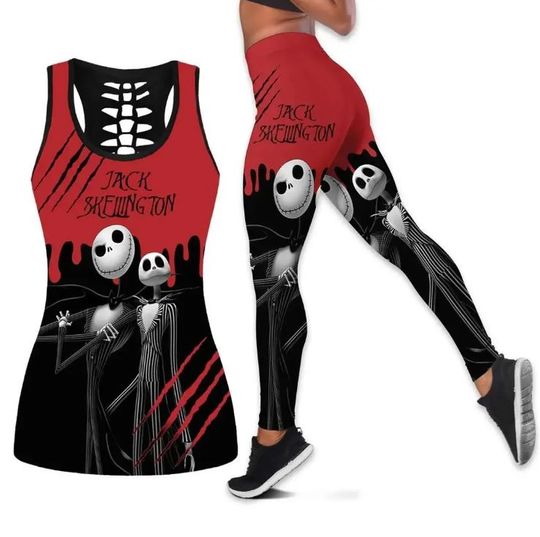The Nightmare Before Christmas Jack Skellington Disney Hollow Tank Top Legging Set, Disney Hollow Tank Top, Disney Leggings
