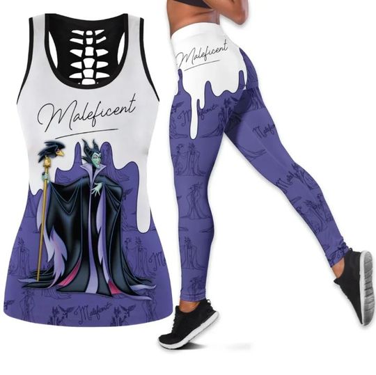 Maleficent Villains Disney Hollow Tank Top Legging Set, Disney Hollow Tank Top, Disney Leggings
