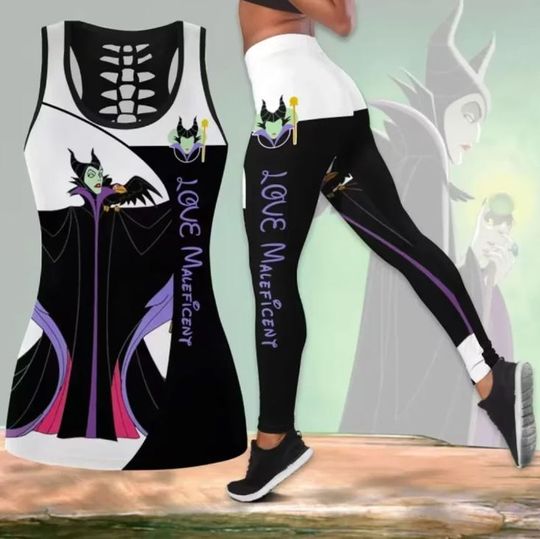 Maleficent Villains Disney Hollow Tank Top Legging Set, Disney Hollow Tank Top, Disney Leggings
