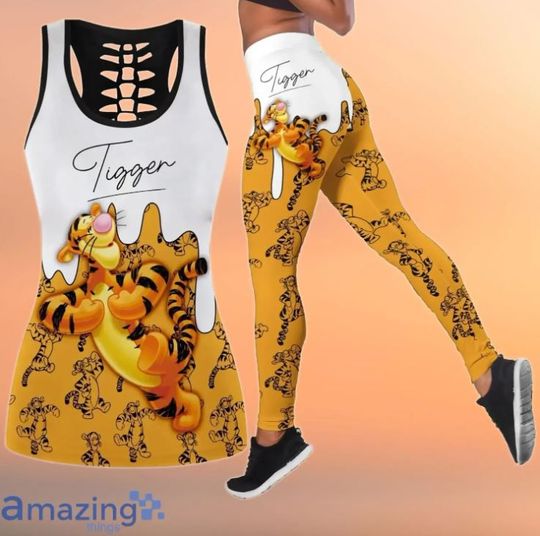 Winnie The Pooh Tigger Disney Hollow Tank Top Legging Set, Disney Hollow Tank Top, Disney Leggings
