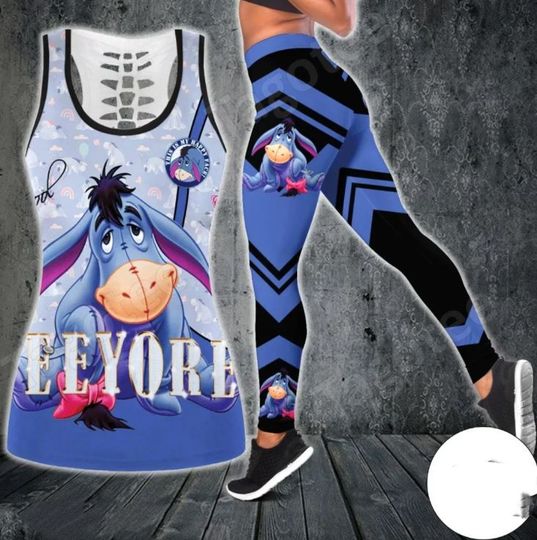 Winnie The Pooh Eeyore Disney Hollow Tank Top Legging Set, Disney Hollow Tank Top, Disney Leggings