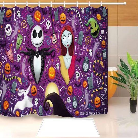 Halloween Jack Skellington Nightmare Before Christmas Disney Shower Curtain, Disney Bathroom Decor