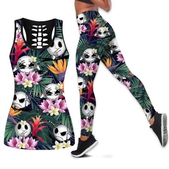 The Nightmare Before Christmas Jack Skellington Disney Hollow Tank Top Legging Set, Disney Hollow Tank Top, Disney Leggings