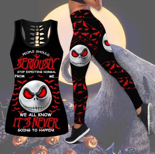 The Nightmare Before Christmas Jack Skellington Disney Hollow Tank Top Legging Set, Disney Hollow Tank Top, Disney Leggings