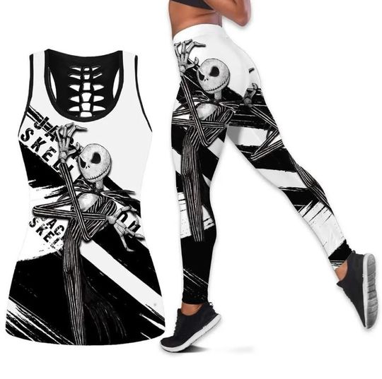 The Nightmare Before Christmas Jack Skellington Disney Hollow Tank Top Legging Set, Disney Hollow Tank Top, Disney Leggings