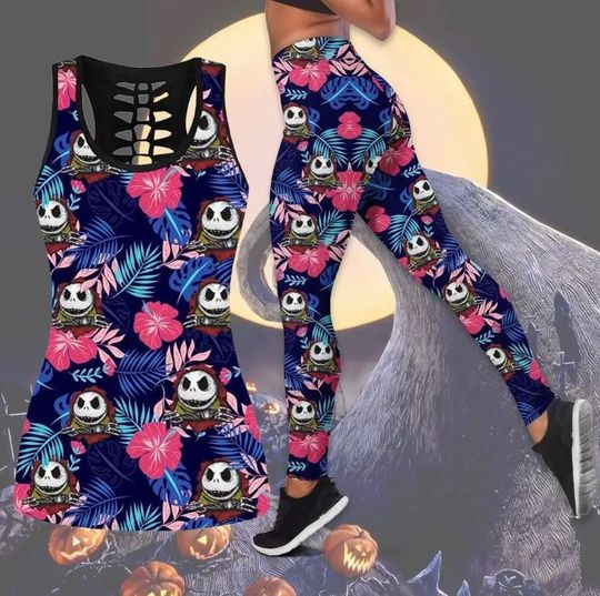 The Nightmare Before Christmas Jack Skellington Disney Hollow Tank Top Legging Set, Disney Hollow Tank Top, Disney Leggings