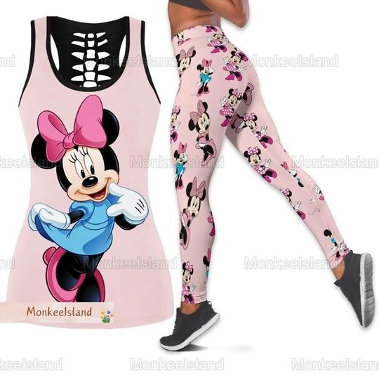 Disney Minnie Tank Top, Minnie Mouse Leggings, Cute Minnie Mouse Face  Disneyland Workout Tank