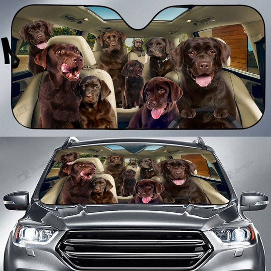 Discover Labrador Retriever Dog Friends Go On A Trip Car Sun Shade