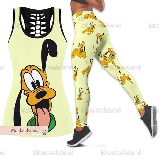 Disney Pluto Tank Top, Pluto Dog Leggings, Disney Dog Women Tank Top, Mickeys And Friends Workout Tank