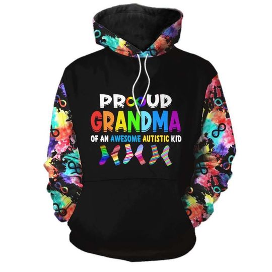 Discover Proud Grandma Of An Awesome Autistic Kid Autism Grandma Hoodie 3D Printed