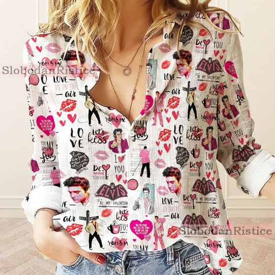 Elvis Presley Women Casual Shirt, Elvis Presley Shirt, King Of Rock and Roll Women Blouses