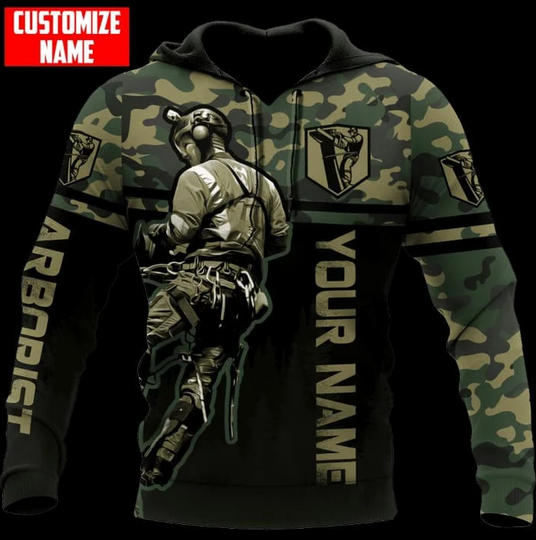 Personalized Name Camouflage Arborist 3D Hoodie