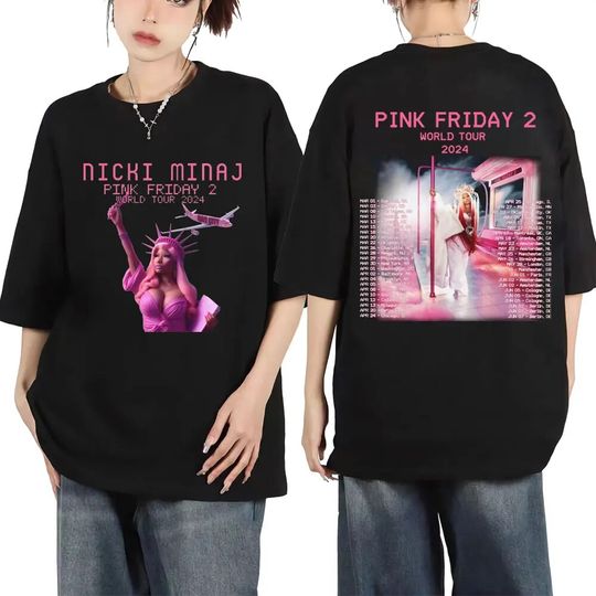 Rapper Nicki Minaj Graphic T Shirts Pink Friday 2 Album 2024 World Tour T-shirts