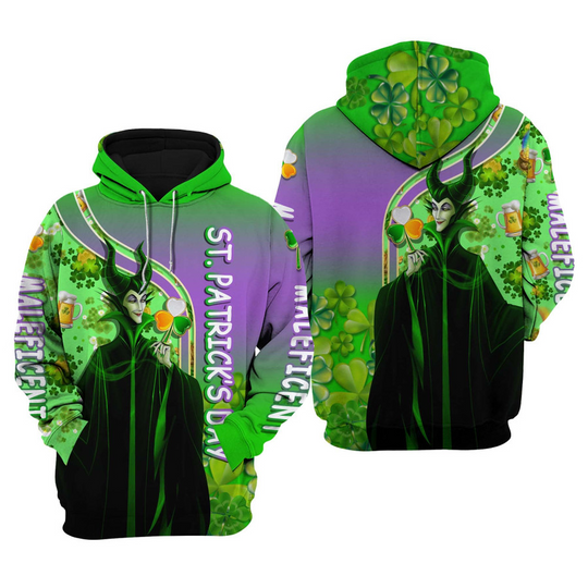 Maleficent Villains Happy Saint Patrick's Day Shamrocks 3D Hoodie