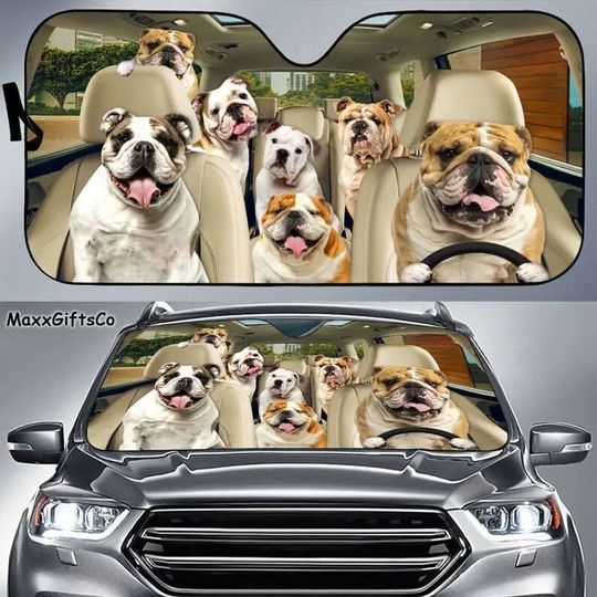 Discover English Bulldog Car Sun Shade, English Bulldog Windshield