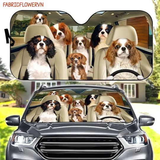 Cavalier King Charles Spaniel Car Sunshade, Dog Car Decoration