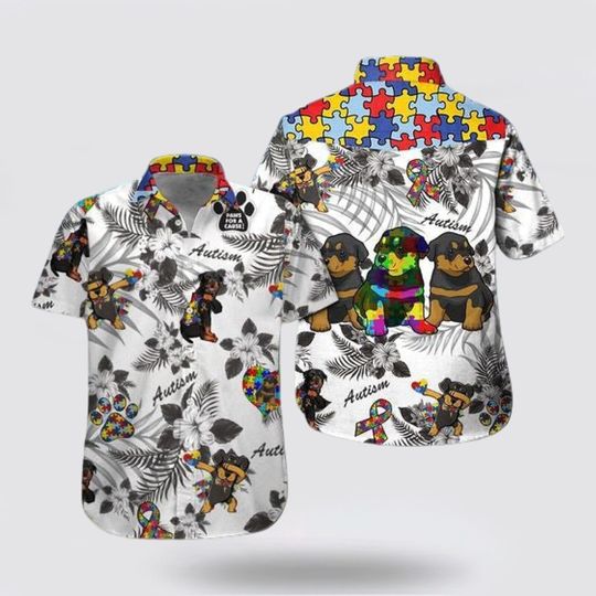 Discover Rottweiler Autism Floral Pattern Hawaiian Shirt