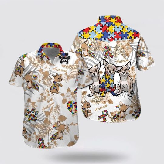 Discover Chihuahua Autism Floral Pattern Hawaiian Shirt