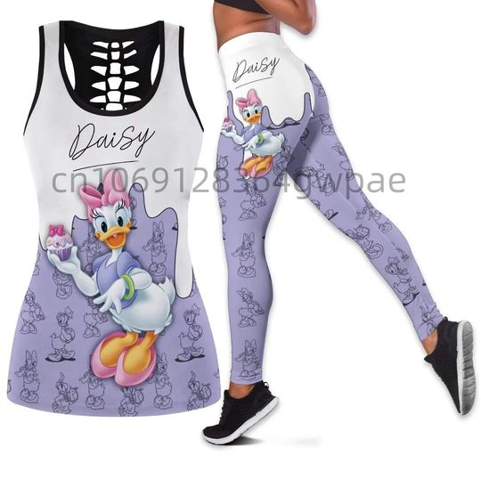 Daisy Duck Disney Hollow Tank Top Legging Set, Disney Hollow Tank Top, Disney Leggings